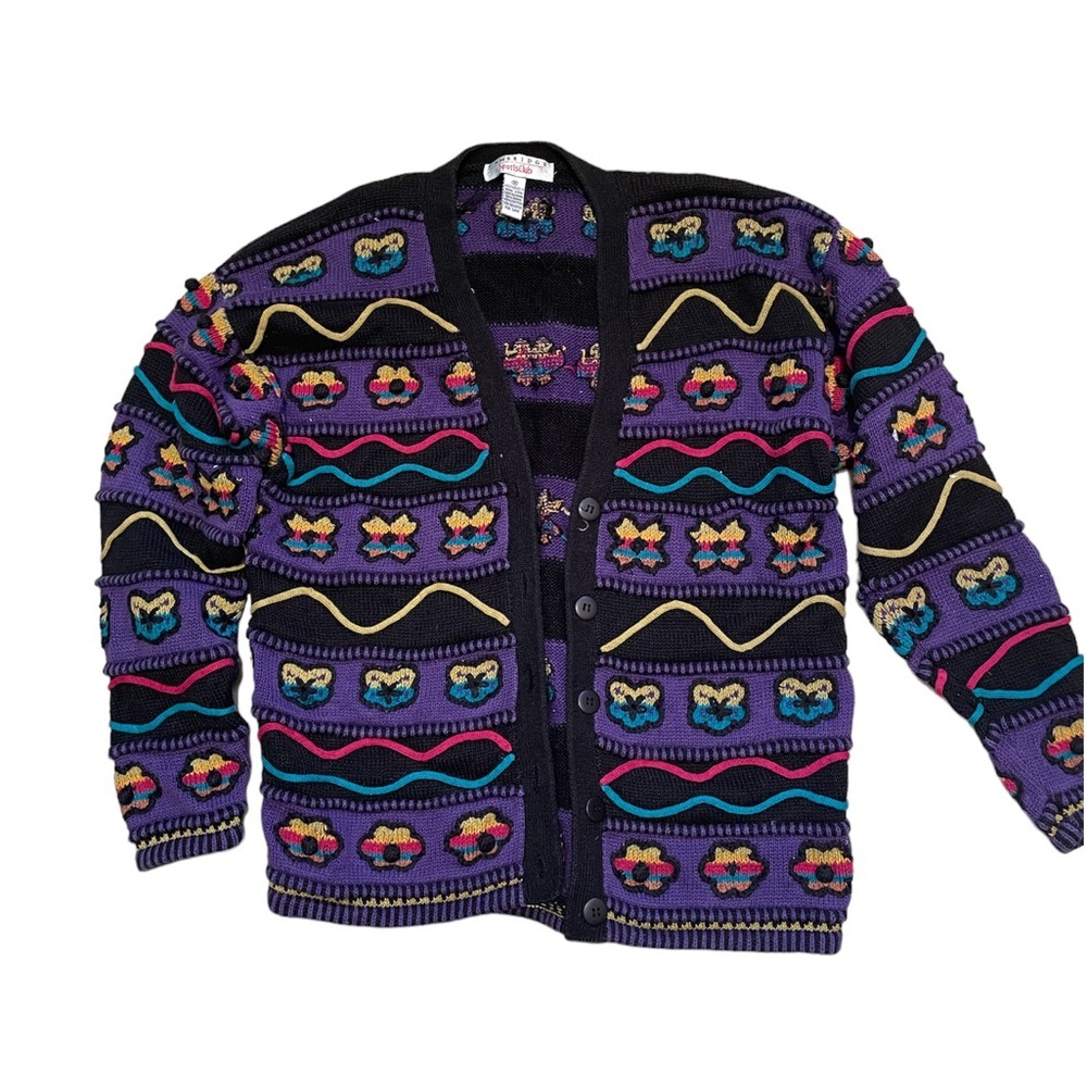 Vintage Cambridge sports club colorful cardigan sweater retro vibe women’s med